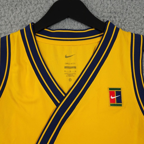 Nike Tennis Dress Womens Medium Yellow Blue Court Dri Fit Slam NY Slim Fit NEW - Picture 12 of 12
